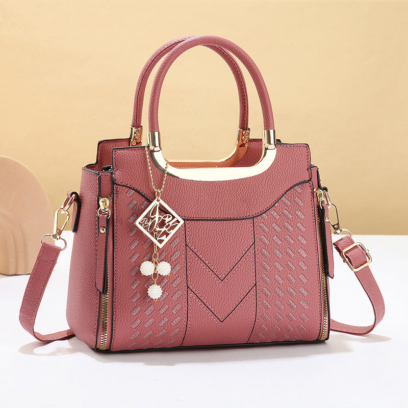 👜 NUR FÜR KURZE ZEIT: 50 % RABATT! ✨ Damen-Handtasche mit V-Naht – goldene Beschläge, mehrere Fächer, Tragegriff 🌸