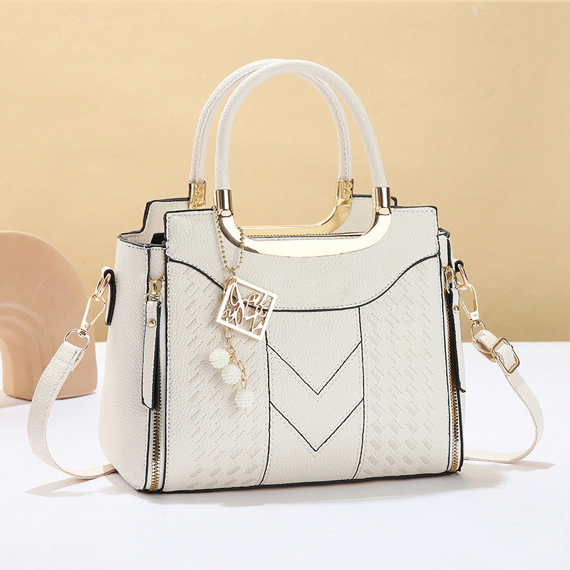 👜 NUR FÜR KURZE ZEIT: 50 % RABATT! ✨ Damen-Handtasche mit V-Naht – goldene Beschläge, mehrere Fächer, Tragegriff 🌸
