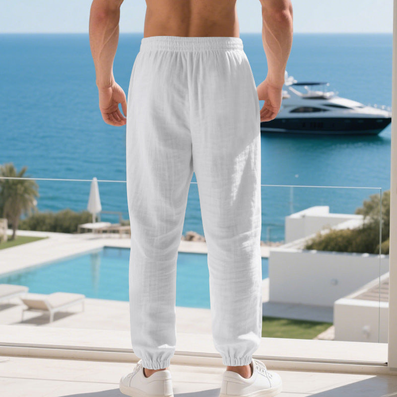 👖 🌾 Herren Freizeithose aus Leinen-Mix mit Kordelzug – Bequem, leicht & perfekt für Sommer und Alltag ✨