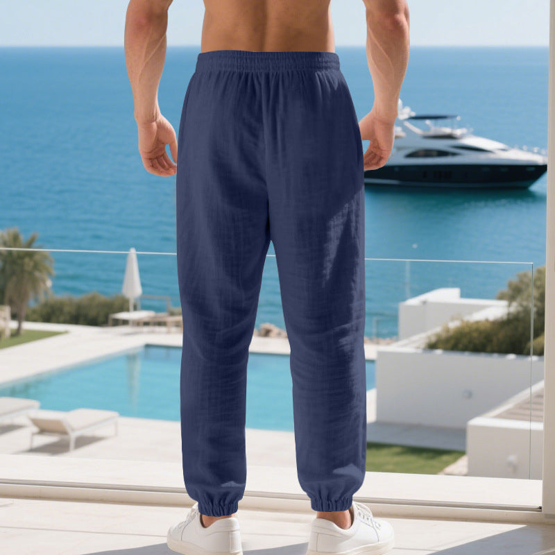 👖 🌾 Herren Freizeithose aus Leinen-Mix mit Kordelzug – Bequem, leicht & perfekt für Sommer und Alltag ✨