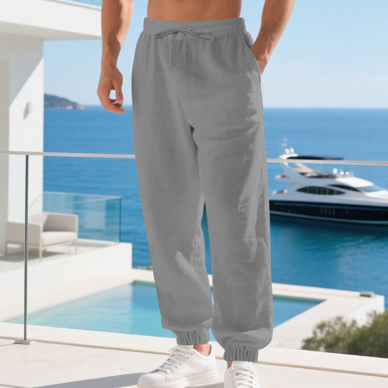 👖 🌾 Herren Freizeithose aus Leinen-Mix mit Kordelzug – Bequem, leicht & perfekt für Sommer und Alltag ✨