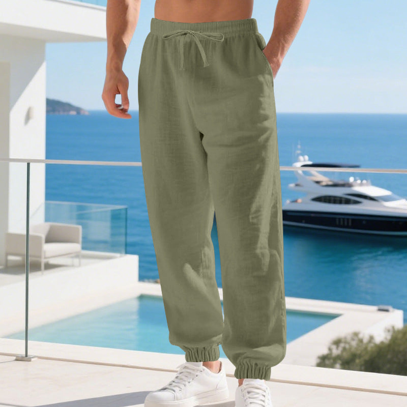 👖 🌾 Herren Freizeithose aus Leinen-Mix mit Kordelzug – Bequem, leicht & perfekt für Sommer und Alltag ✨