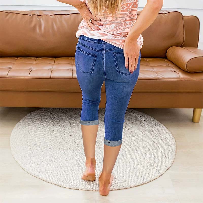 ⏰ 50 % RABATT – Nur für kurze Zeit ✨👖 Damen Denim-Caprihose mit Kordelzug ✨ Bequem, Lässig & Perfekt für den Sommer