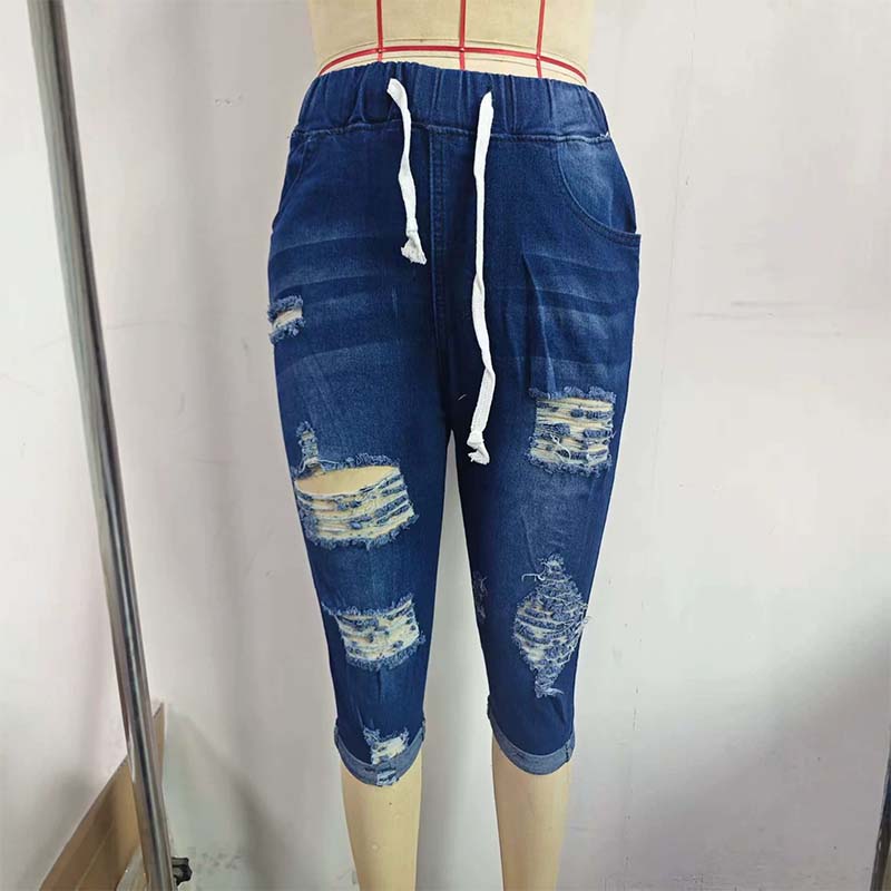 ⏰ 50 % RABATT – Nur für kurze Zeit ✨👖 Damen Denim-Caprihose mit Kordelzug ✨ Bequem, Lässig & Perfekt für den Sommer