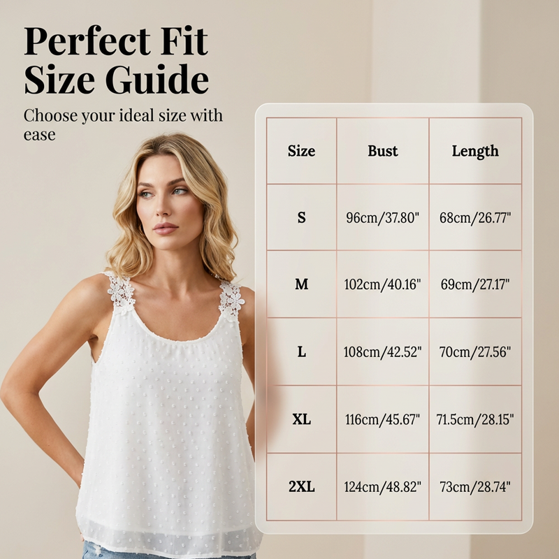 ⏰ 50 % RABATT – Nur für kurze Zeit ✨ Elegantes Tanktop mit Spitzen-Trägern und Punktmuster