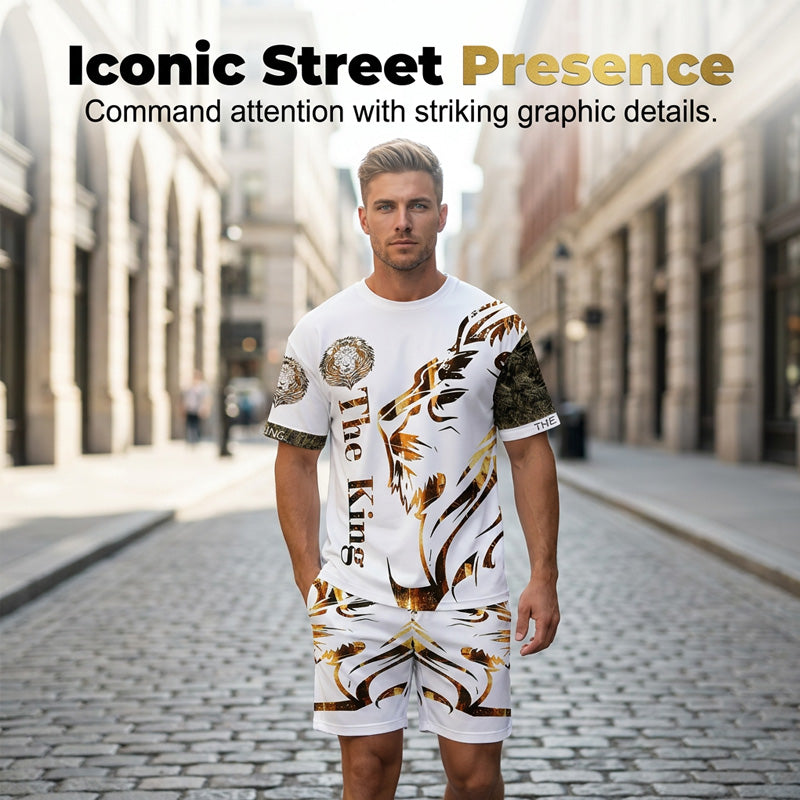 📢Mid-Season Sale: −50% nur für kurze Zeit⏰🦁 2-teiliges Freizeit-Set für Herren – mit Löwen-Print, bequemes Oberteil & Shorts, atmungsaktiv & vielseitig für Sommer & Alltag ☀️🩳