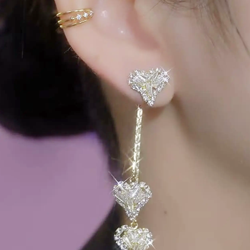 💖 Romantische Ohrhänger mit Herzanhänger & langer Kette – zart & elegant für besondere Anlässe ✨
