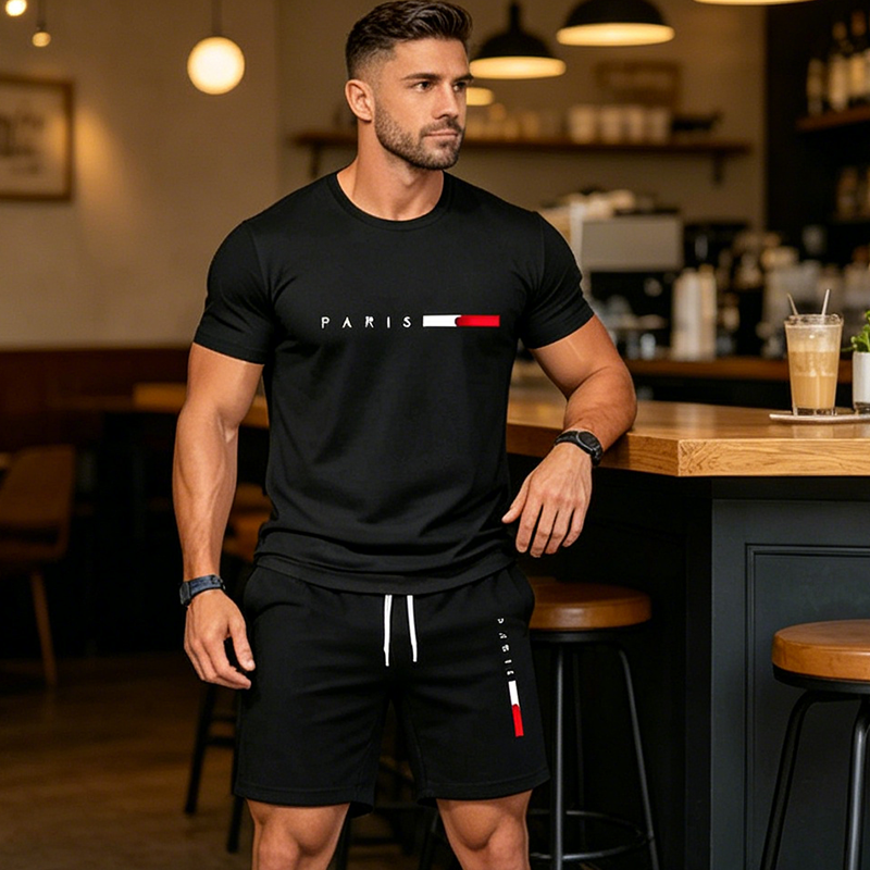 ✨Sommer-Sonderangebot 50% RABATT!👕2-teiliges Set aus bedrucktem Oberteil und Shorts für Herren