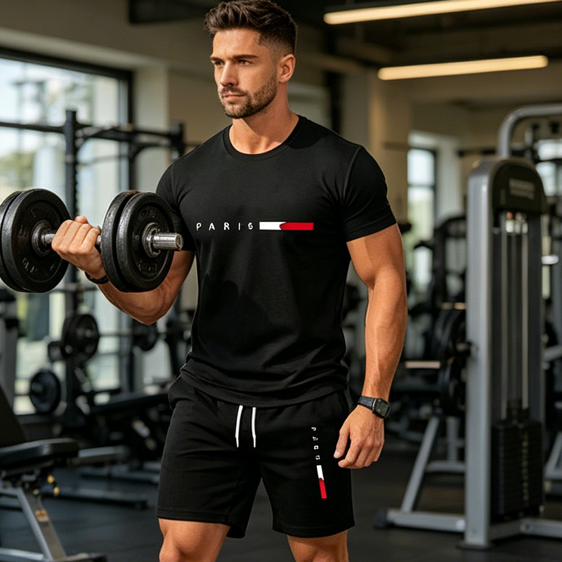 ✨Sommer-Sonderangebot 50% RABATT!👕2-teiliges Set aus bedrucktem Oberteil und Shorts für Herren