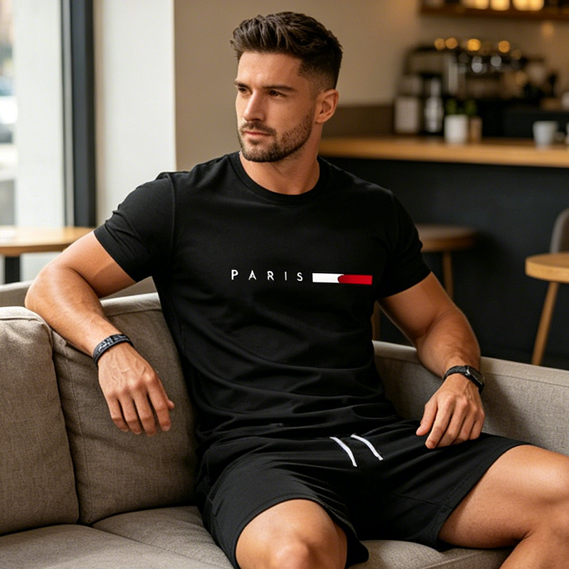 ✨Sommer-Sonderangebot 50% RABATT!👕2-teiliges Set aus bedrucktem Oberteil und Shorts für Herren