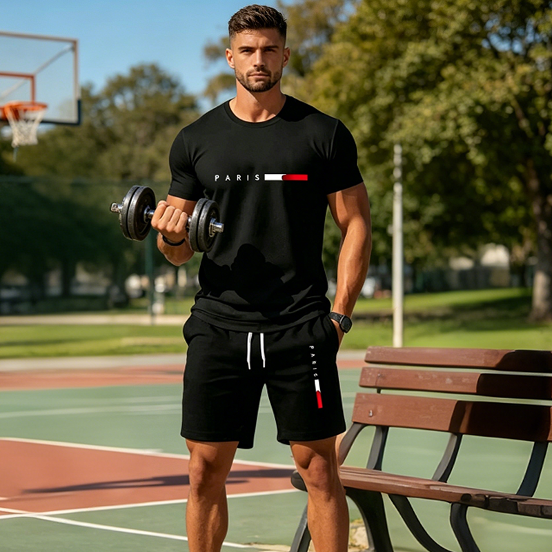 ✨Sommer-Sonderangebot 50% RABATT!👕2-teiliges Set aus bedrucktem Oberteil und Shorts für Herren