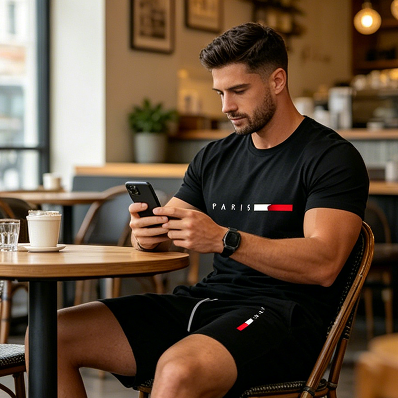 ✨Sommer-Sonderangebot 50% RABATT!👕2-teiliges Set aus bedrucktem Oberteil und Shorts für Herren