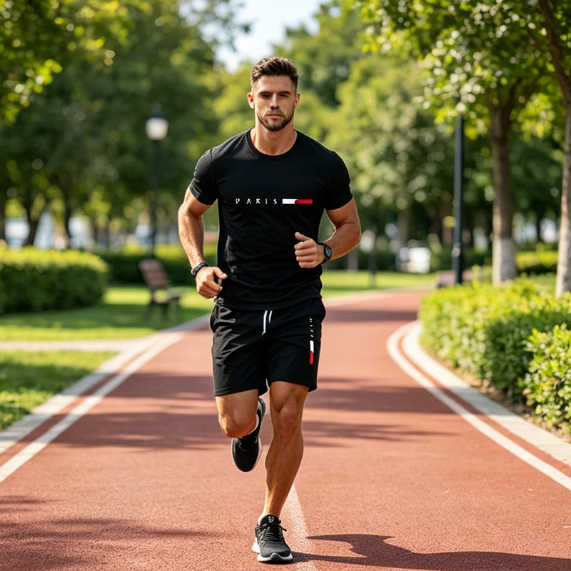 ✨Sommer-Sonderangebot 50% RABATT!👕2-teiliges Set aus bedrucktem Oberteil und Shorts für Herren