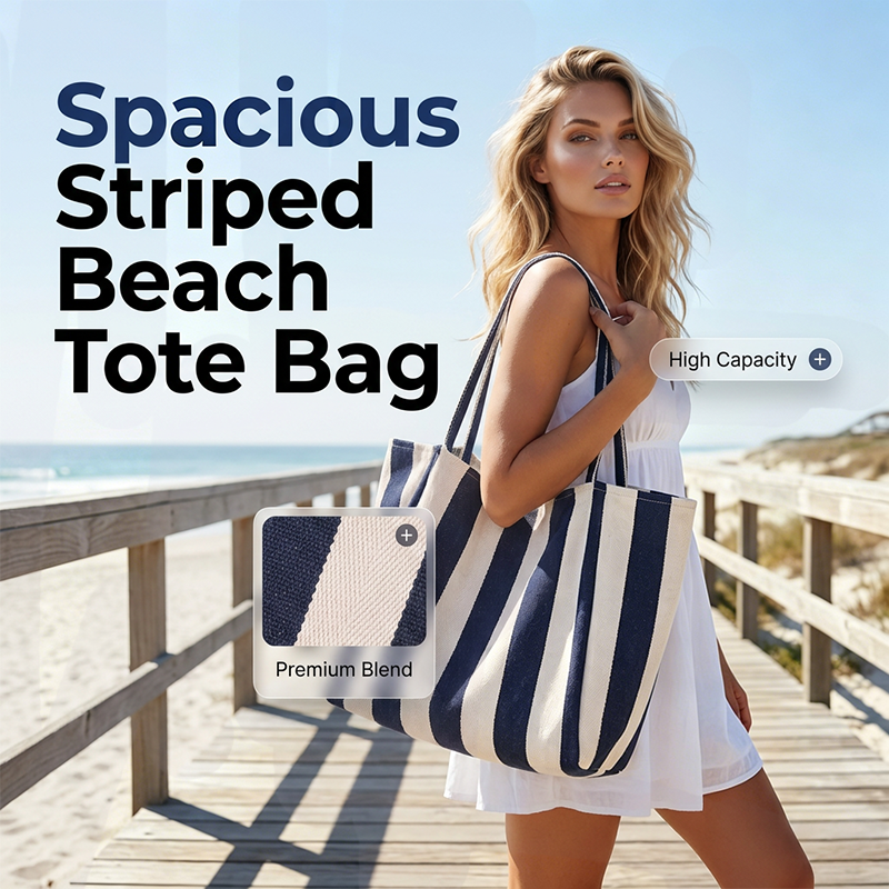Classic Vertical Stripe Beach & Shopping Tote