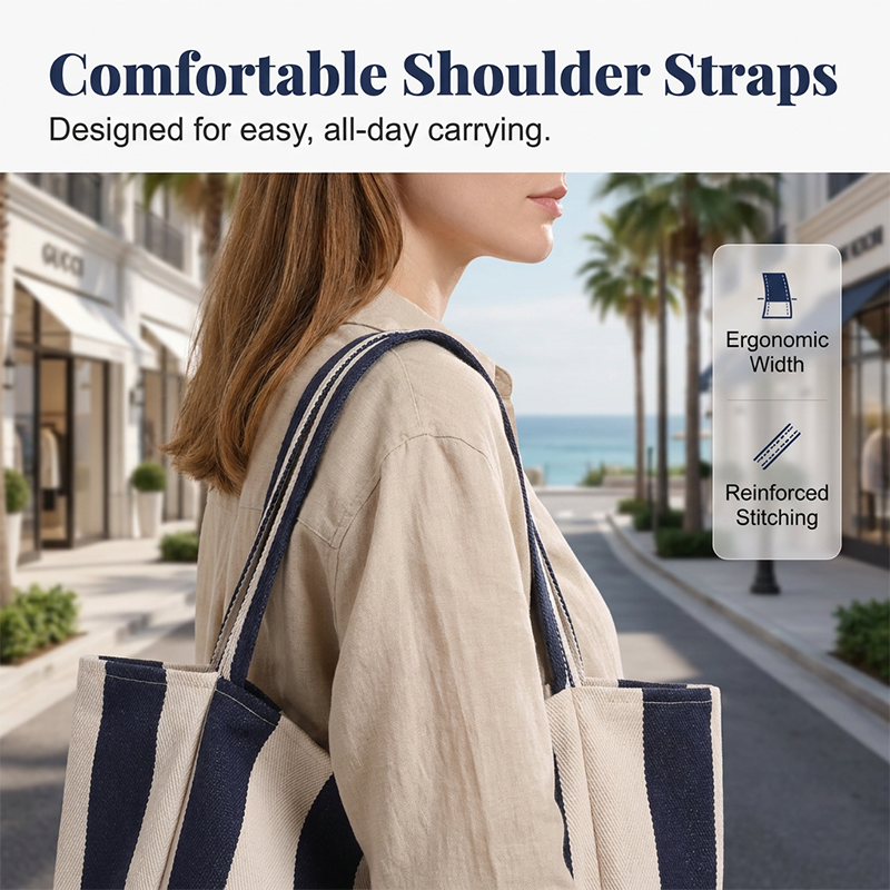 Classic Vertical Stripe Beach & Shopping Tote