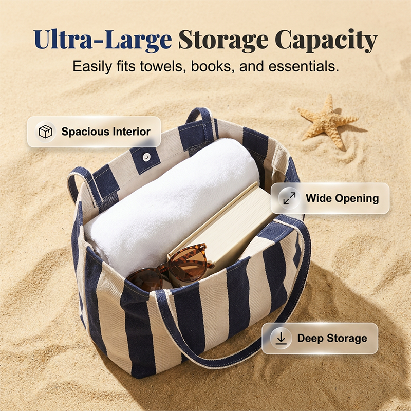 Classic Vertical Stripe Beach & Shopping Tote