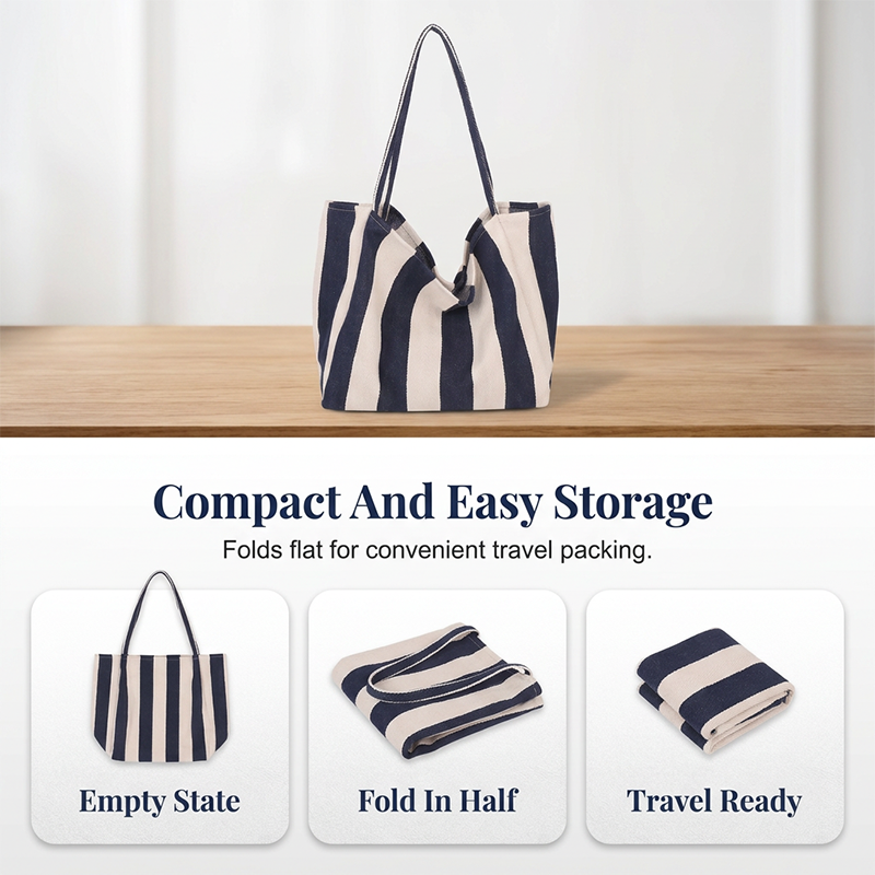 Classic Vertical Stripe Beach & Shopping Tote