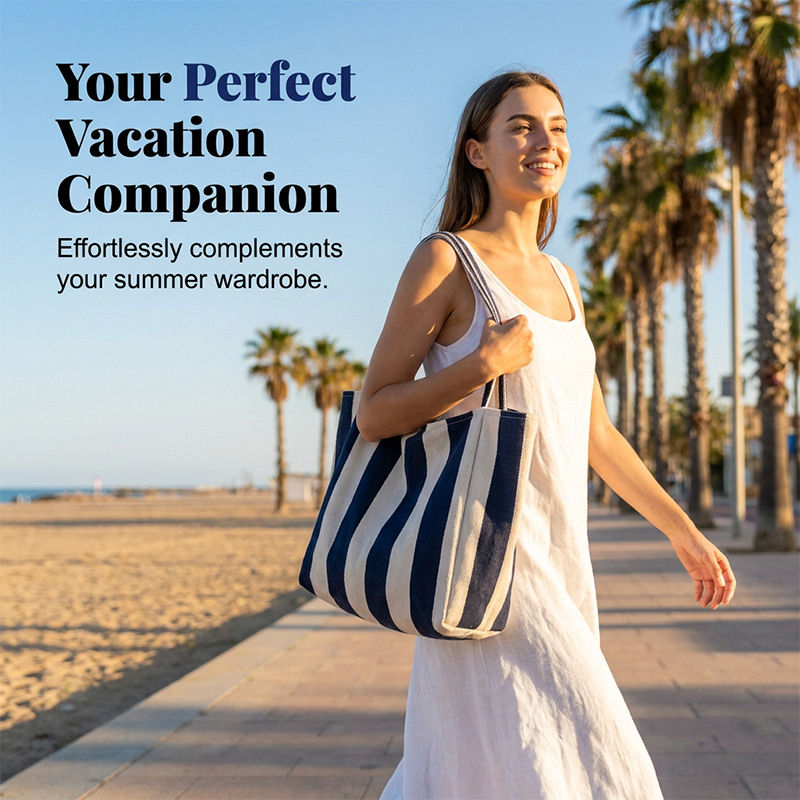 Classic Vertical Stripe Beach & Shopping Tote