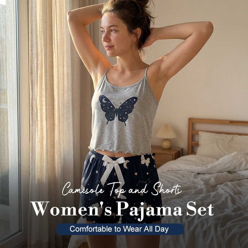 🌸 Pyjama-Set für Damen – atmungsaktives Top & kurze Hose, bequem für warme Nächte