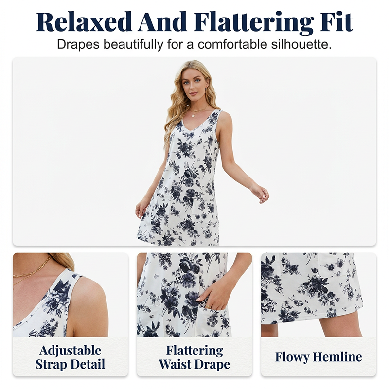 📢Mid-Season Sale: −50% nur für kurze Zeit⏰Leichtes Damen-Kleid mit Spaghettiträgern & Print – ärmellos, luftig & vielseitig für Sommer, Strand & Alltag 🌸☀️