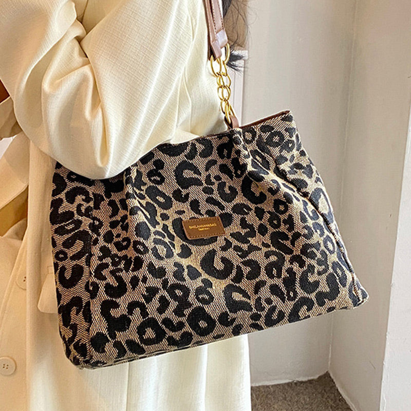 🐆 Große Shoppingtasche mit Leopardenprint – geräumig, stabil & vielseitig für Einkauf, Strand oder Büro 👜