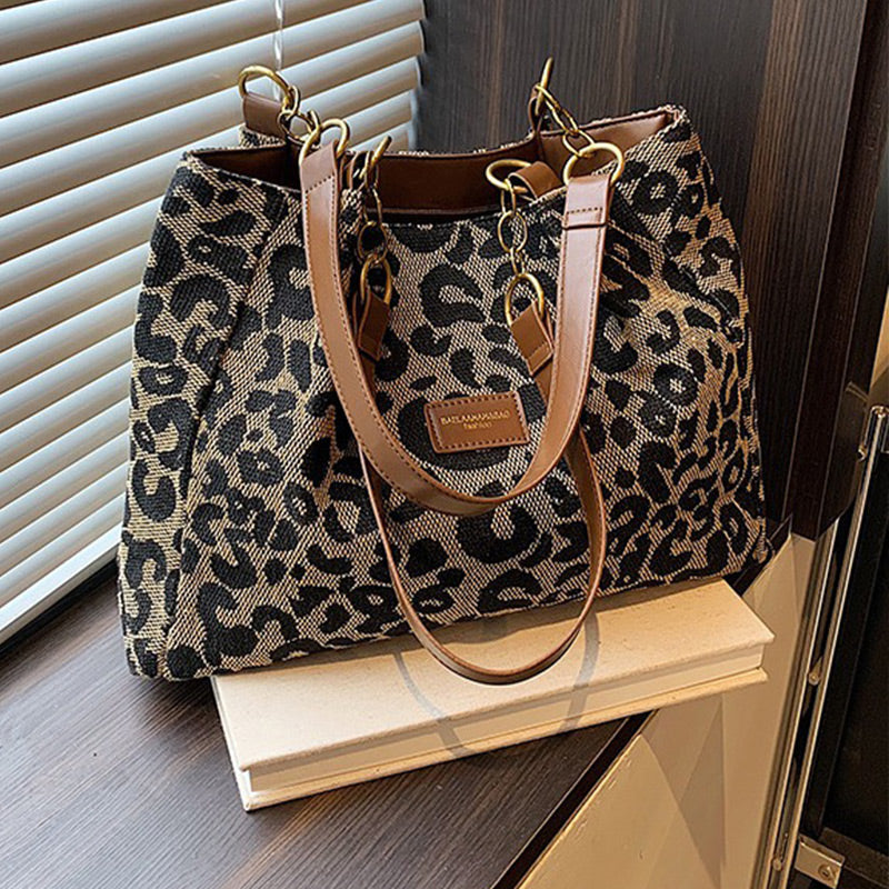 🐆 Große Shoppingtasche mit Leopardenprint – geräumig, stabil & vielseitig für Einkauf, Strand oder Büro 👜