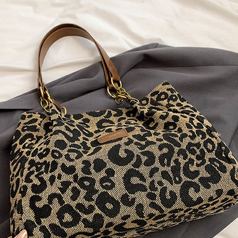 🐆 Große Shoppingtasche mit Leopardenprint – geräumig, stabil & vielseitig für Einkauf, Strand oder Büro 👜