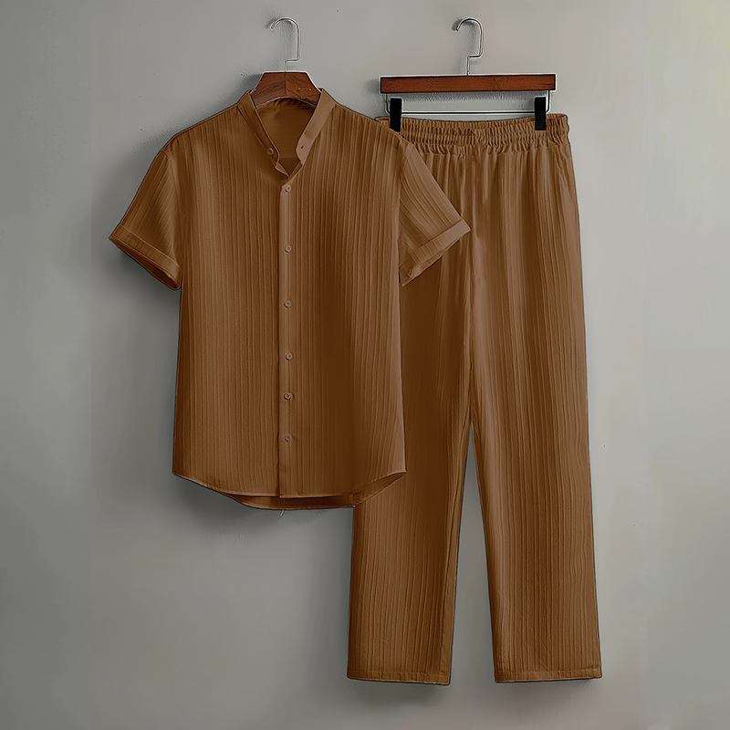 🏆LETZTER TAG DES SALE – 50 % RABATT🔥Strukturiertes 2-teiliges Hemd- und Hosen-Set für Herren
