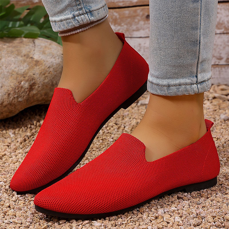 👡 Damen-Freizeitschuh – gestricktes Obermaterial, spitze Zehenpartie, flache Sohle, atmungsaktiv & bequem für den Sommer ☀️