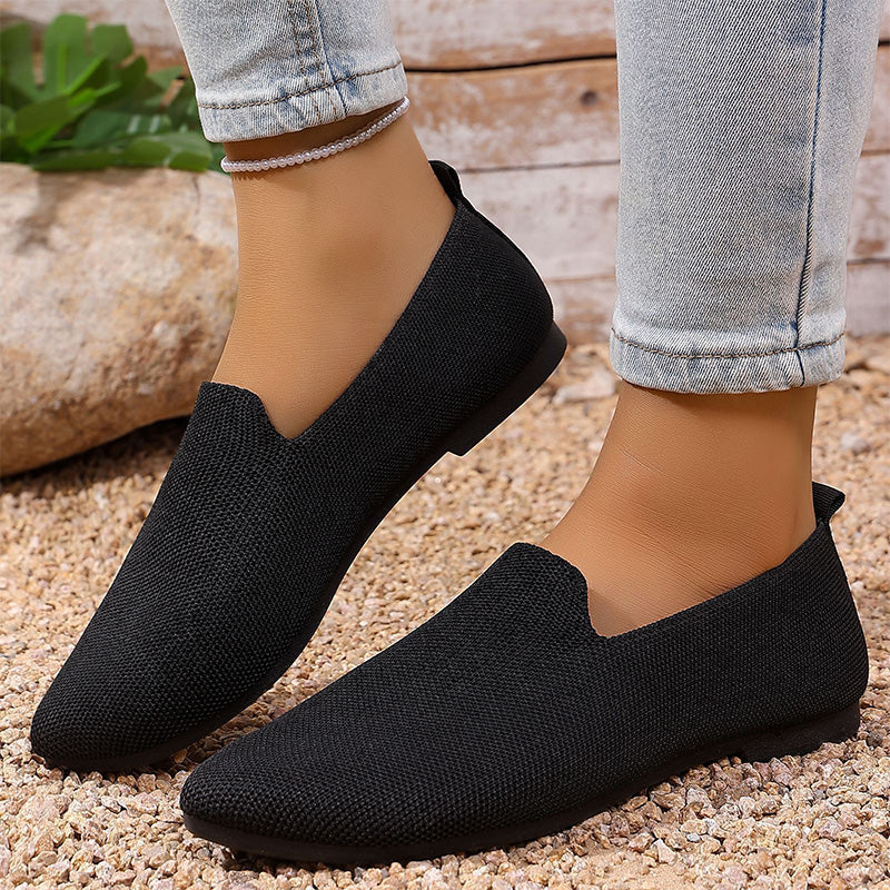 👡 Damen-Freizeitschuh – gestricktes Obermaterial, spitze Zehenpartie, flache Sohle, atmungsaktiv & bequem für den Sommer ☀️