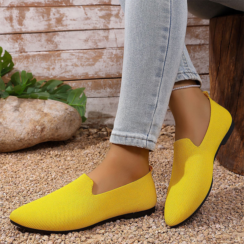 👡 Damen-Freizeitschuh – gestricktes Obermaterial, spitze Zehenpartie, flache Sohle, atmungsaktiv & bequem für den Sommer ☀️