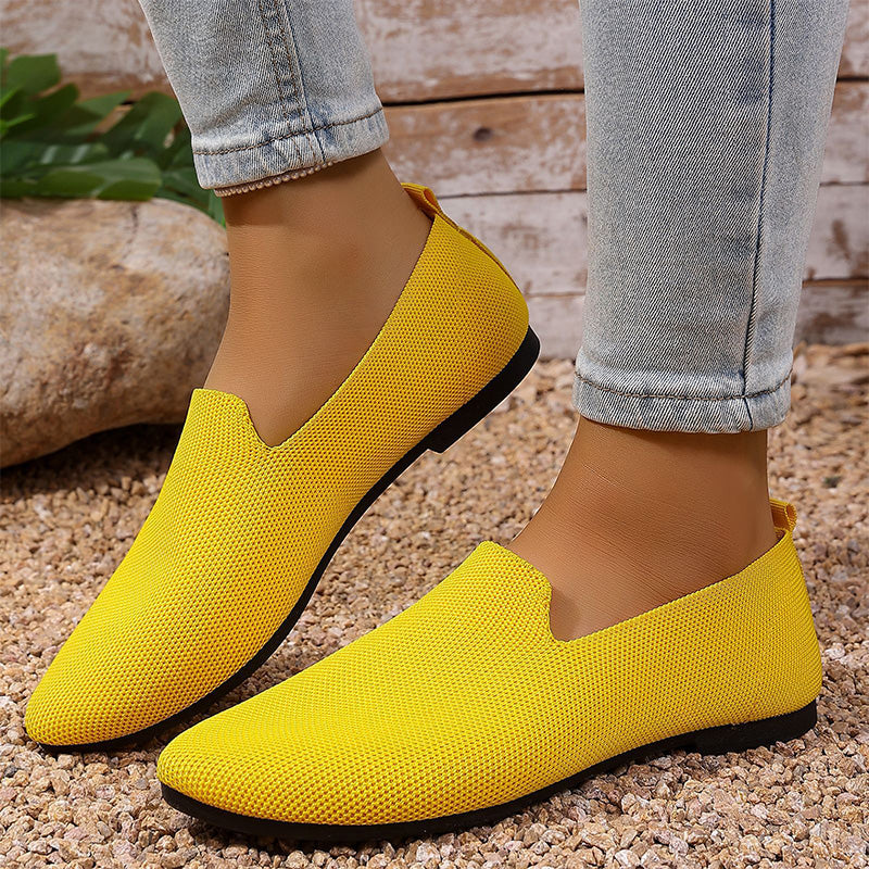 👡 Damen-Freizeitschuh – gestricktes Obermaterial, spitze Zehenpartie, flache Sohle, atmungsaktiv & bequem für den Sommer ☀️