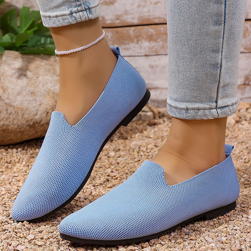 👡 Damen-Freizeitschuh – gestricktes Obermaterial, spitze Zehenpartie, flache Sohle, atmungsaktiv & bequem für den Sommer ☀️