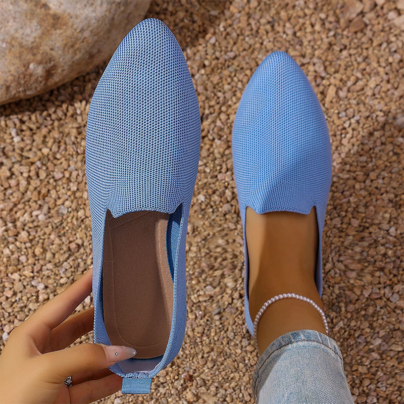 👡 Damen-Freizeitschuh – gestricktes Obermaterial, spitze Zehenpartie, flache Sohle, atmungsaktiv & bequem für den Sommer ☀️