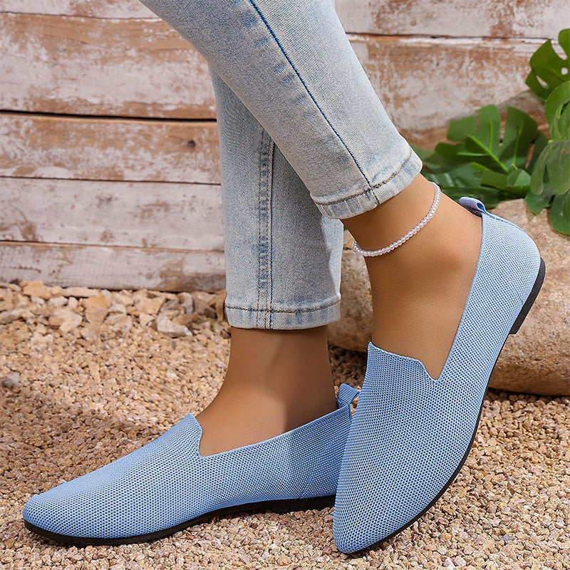 👡 Damen-Freizeitschuh – gestricktes Obermaterial, spitze Zehenpartie, flache Sohle, atmungsaktiv & bequem für den Sommer ☀️