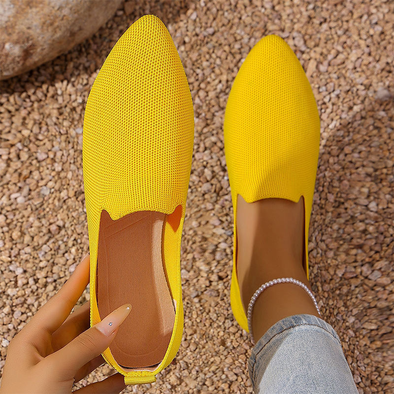 👡 Damen-Freizeitschuh – gestricktes Obermaterial, spitze Zehenpartie, flache Sohle, atmungsaktiv & bequem für den Sommer ☀️