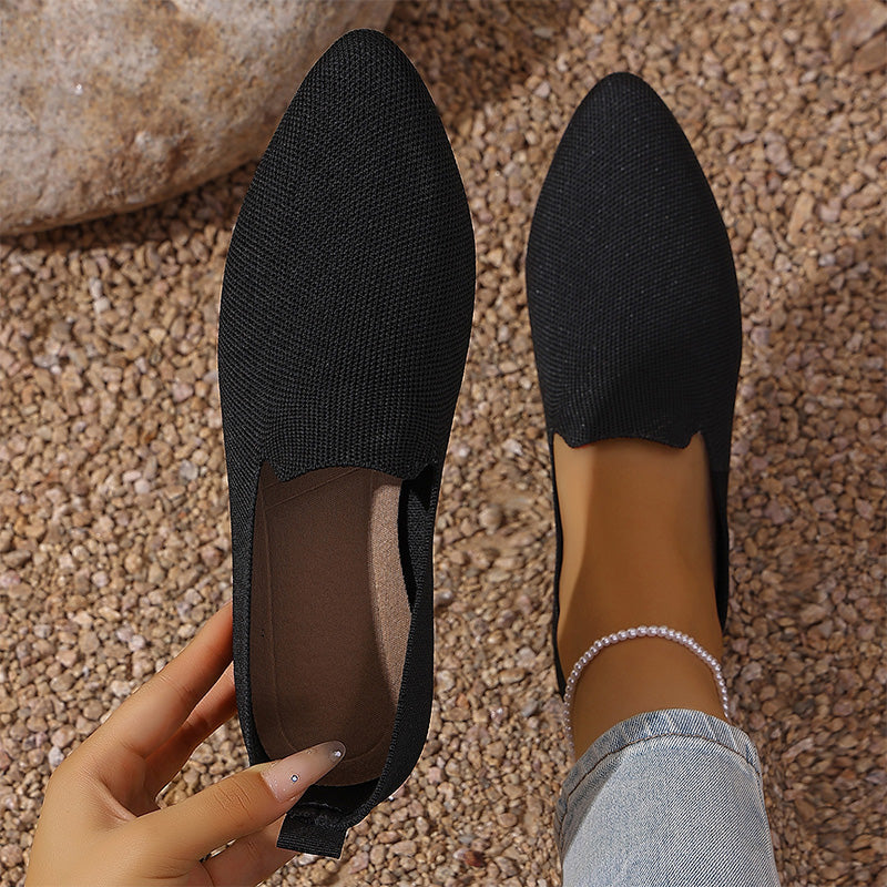 👡 Damen-Freizeitschuh – gestricktes Obermaterial, spitze Zehenpartie, flache Sohle, atmungsaktiv & bequem für den Sommer ☀️