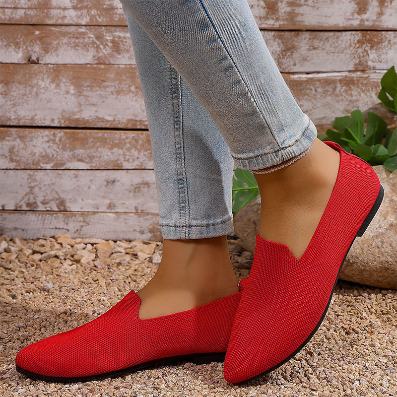 👡 Damen-Freizeitschuh – gestricktes Obermaterial, spitze Zehenpartie, flache Sohle, atmungsaktiv & bequem für den Sommer ☀️