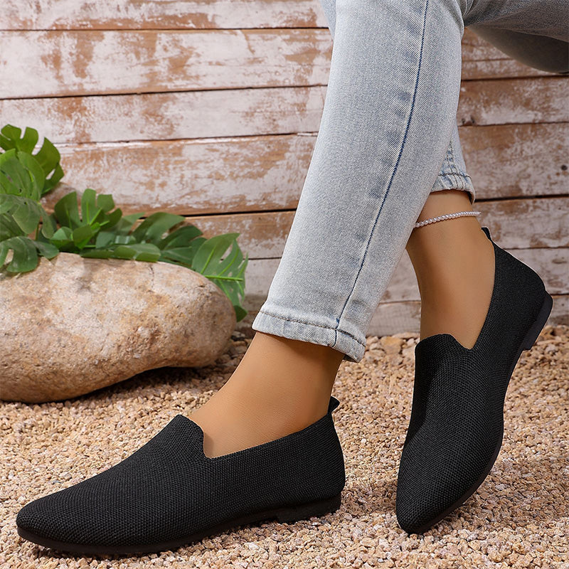 👡 Damen-Freizeitschuh – gestricktes Obermaterial, spitze Zehenpartie, flache Sohle, atmungsaktiv & bequem für den Sommer ☀️