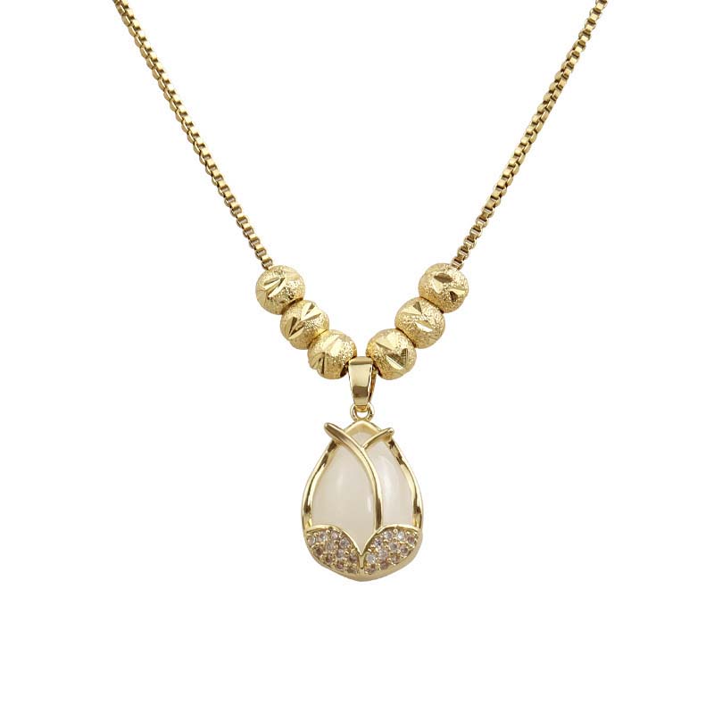 🌷 Tulpen-Anhänger in Gold – filigrane Halskette mit Glücksbringer, minimalistisches Design für Damen ✨