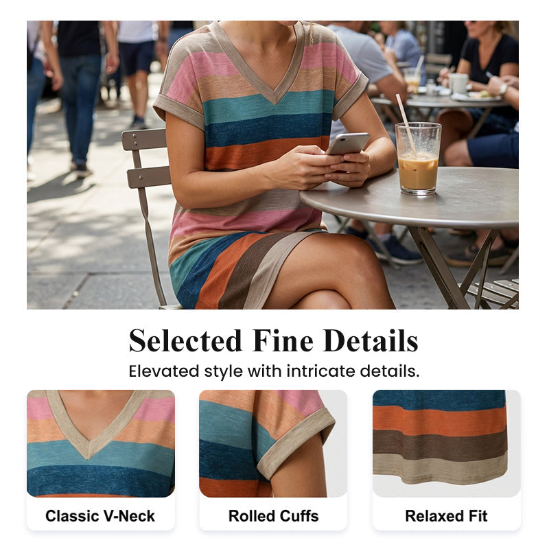 📢Mid-Season Sale: −50% nur für kurze Zeit⏰👗 Bedrucktes Sommerkleid mit V-Ausschnitt – lockere Passform, kurze Ärmel, leicht & bequem für Alltag, Strand & Reisen 🌸☀️