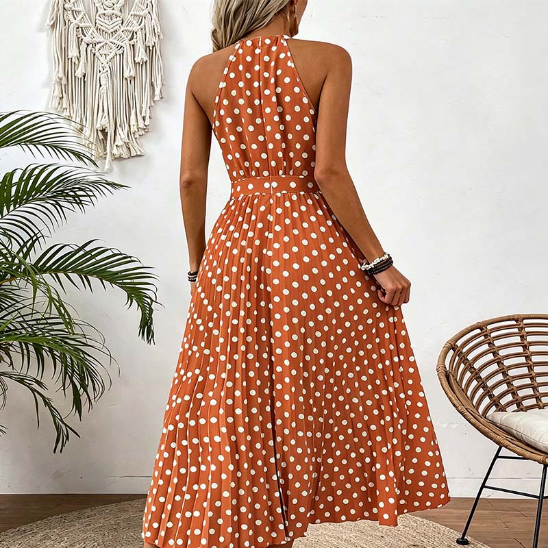 📢Mid-Season Sale: −50% nur für kurze Zeit⏰👗 Damen-Kleid mit Polka-Dot-Muster & Halsterneck – luftig, feminin & vielseitig für Sommer, Strand & Urlaub 🌸☀️