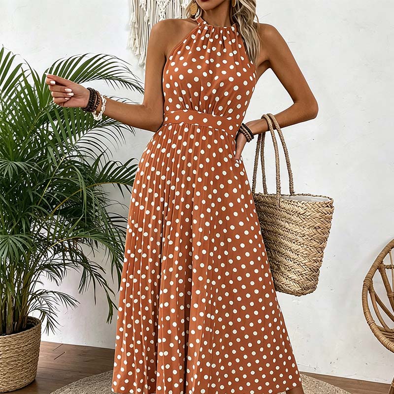 📢Mid-Season Sale: −50% nur für kurze Zeit⏰👗 Damen-Kleid mit Polka-Dot-Muster & Halsterneck – luftig, feminin & vielseitig für Sommer, Strand & Urlaub 🌸☀️