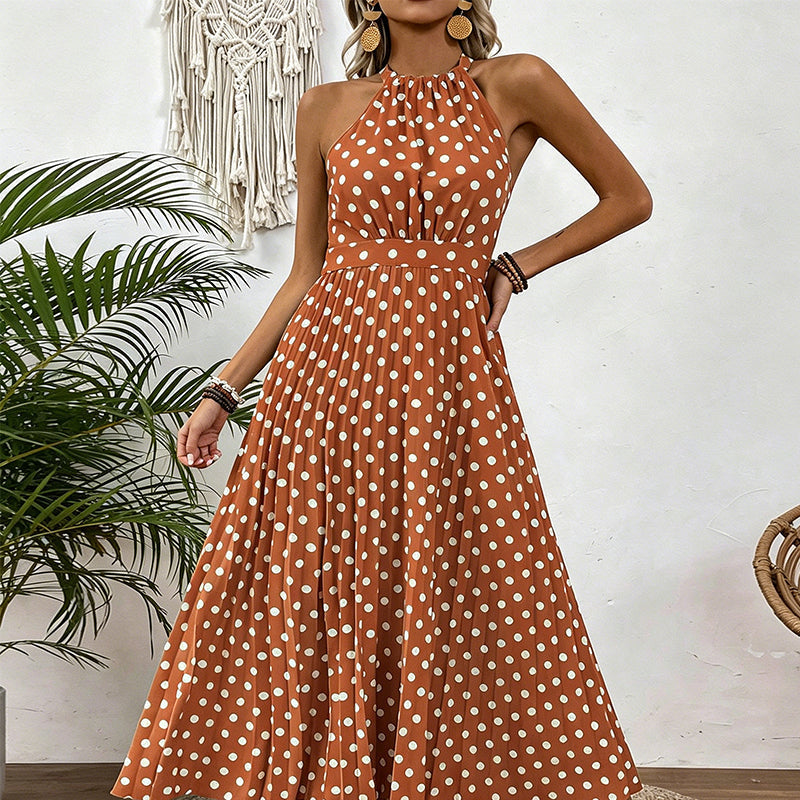 📢Mid-Season Sale: −50% nur für kurze Zeit⏰👗 Damen-Kleid mit Polka-Dot-Muster & Halsterneck – luftig, feminin & vielseitig für Sommer, Strand & Urlaub 🌸☀️
