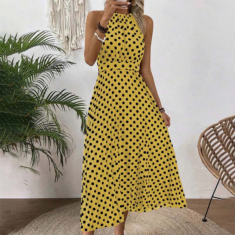 📢Mid-Season Sale: −50% nur für kurze Zeit⏰👗 Damen-Kleid mit Polka-Dot-Muster & Halsterneck – luftig, feminin & vielseitig für Sommer, Strand & Urlaub 🌸☀️