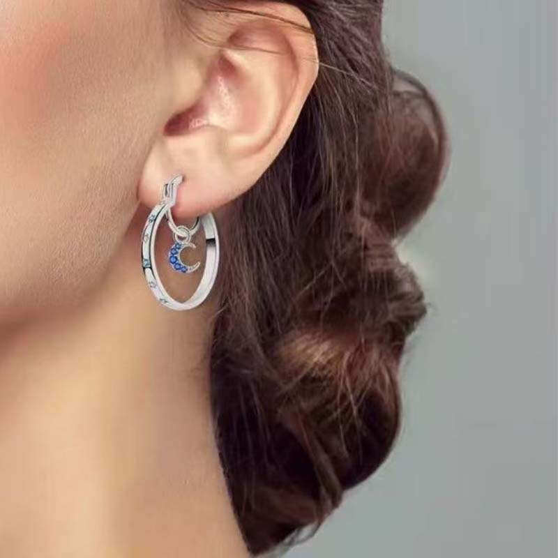 🌙 Doppellagige Hoop-Ohrringe im Himmelskörper-Design – fein, minimalistisch & elegant für Alltag & besondere Anlässe ✨