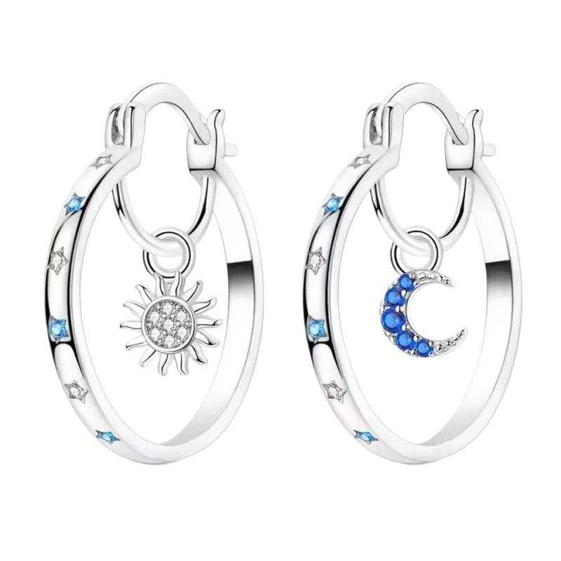 🌙 Doppellagige Hoop-Ohrringe im Himmelskörper-Design – fein, minimalistisch & elegant für Alltag & besondere Anlässe ✨