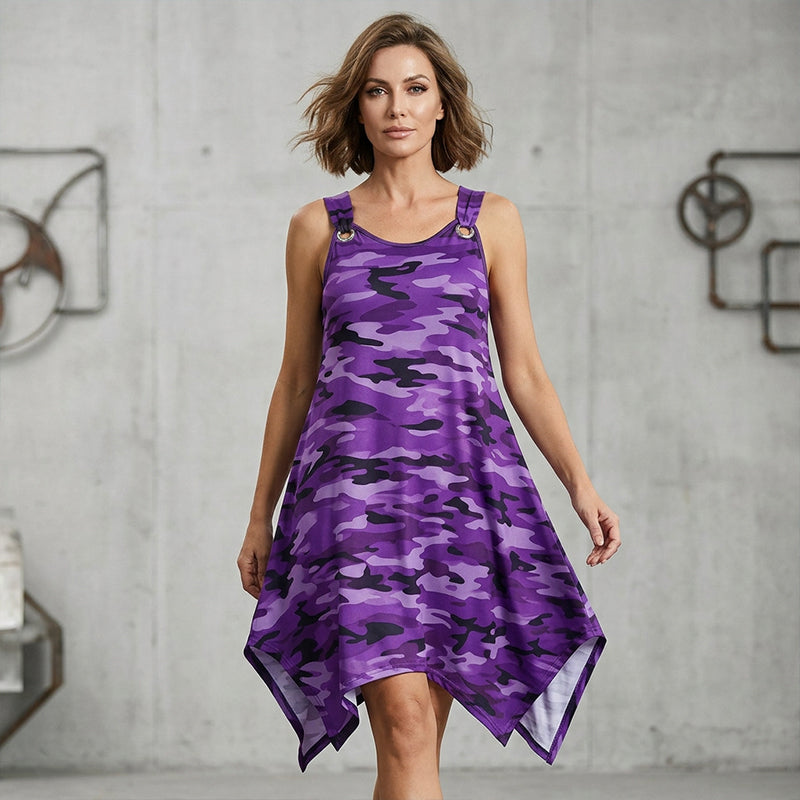 📢Mid-Season Sale: −50% nur für kurze Zeit⏰👗 Camouflage-Print Trägerkleid mit Metallringen