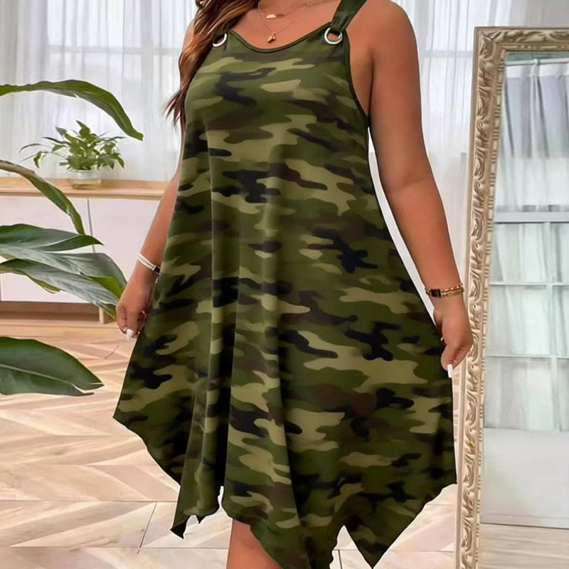 📢Mid-Season Sale: −50% nur für kurze Zeit⏰👗 Camouflage-Print Trägerkleid mit Metallringen