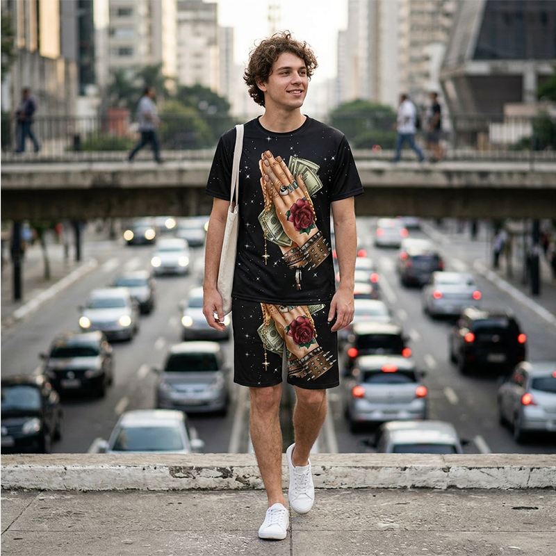 📢Mid-Season Sale: −50% nur für kurze Zeit⏰👕 Lässiges 2-teiliges Shorts-Set mit witzigem Print – bequemes T-Shirt & kurze Hose für Sommer & Freizeit 😄☀️